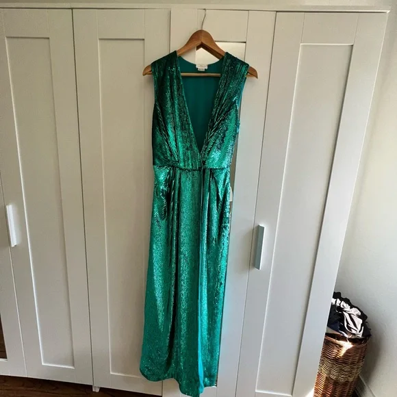 Elisabetta Franchi Long Dress Gown Sequin Blue Green - Picture 5 of 5